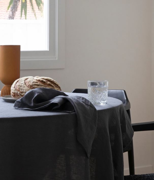 NEW! French Flax Linen Napkin Set 2 - Charcoal