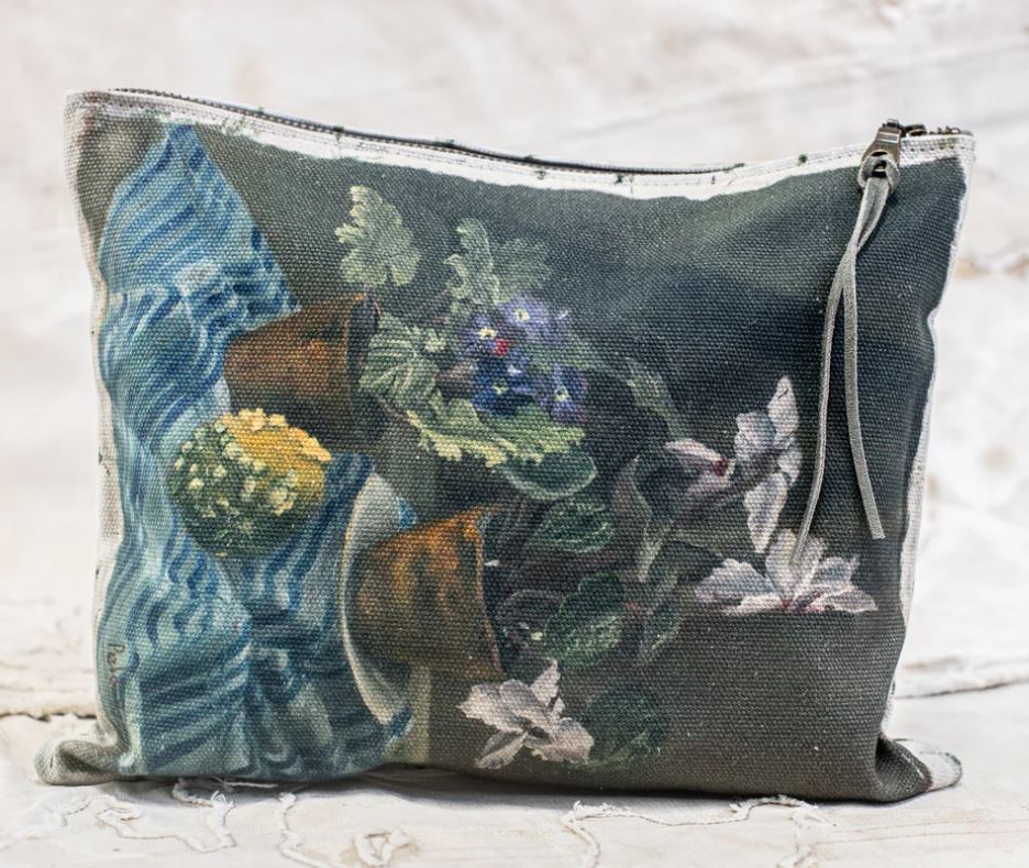 Canvas Painting Clutch - Violets & Cyclamens