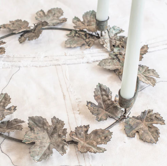 Vineleaf Patina Wreath Candelabra