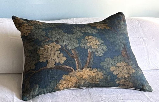 Blue Green Tapestry Linen Cushion - 60cmx40cm