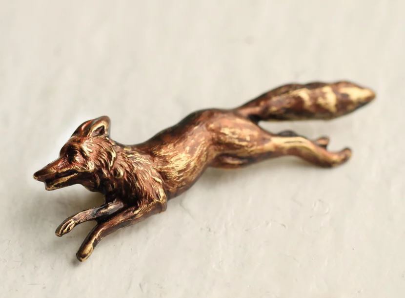 Antique Style Running Fox Brooch