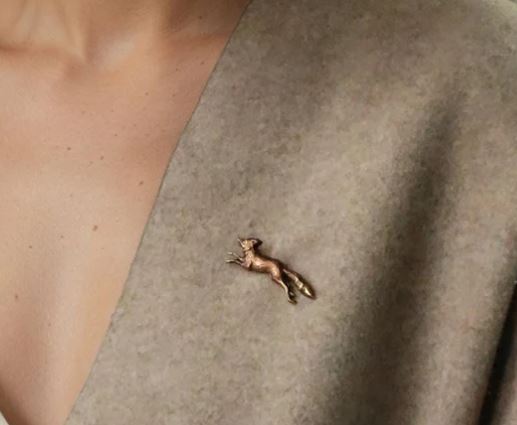 Antique Style Running Fox Brooch