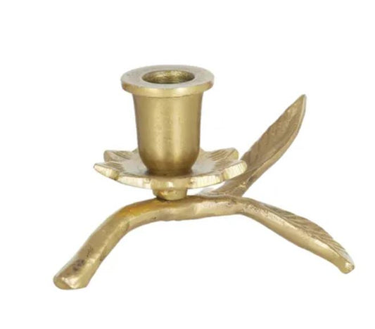 Gold Metal Leaf Candle Holder 2