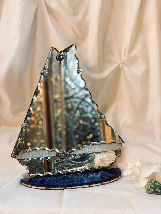Vintage Sailboat Mirror - Piecrust Edging