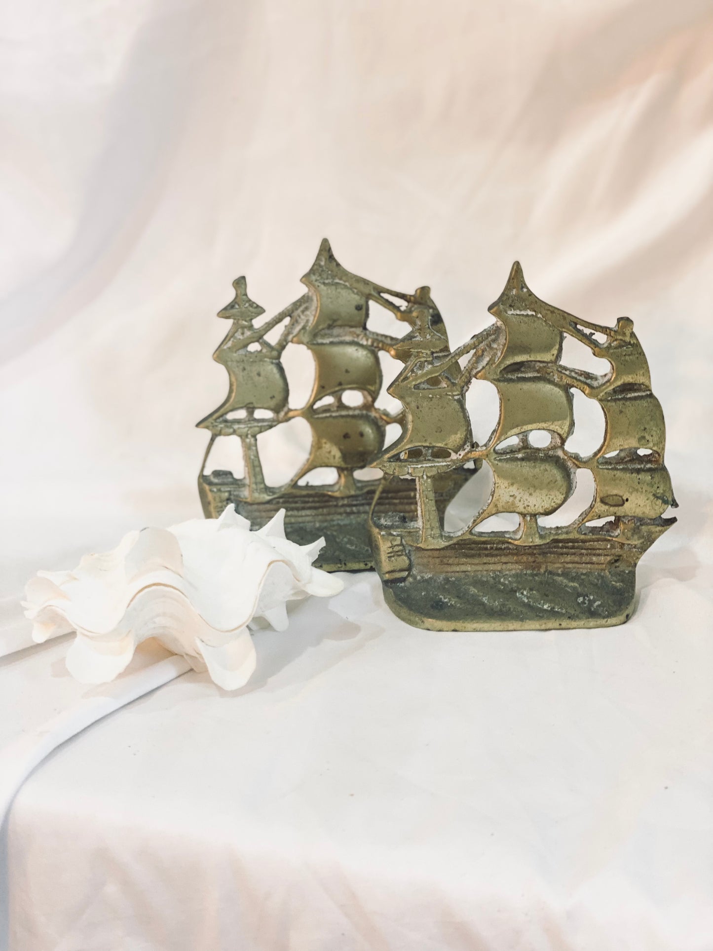 NEW! Vintage Brass Galleon Ship Bookends