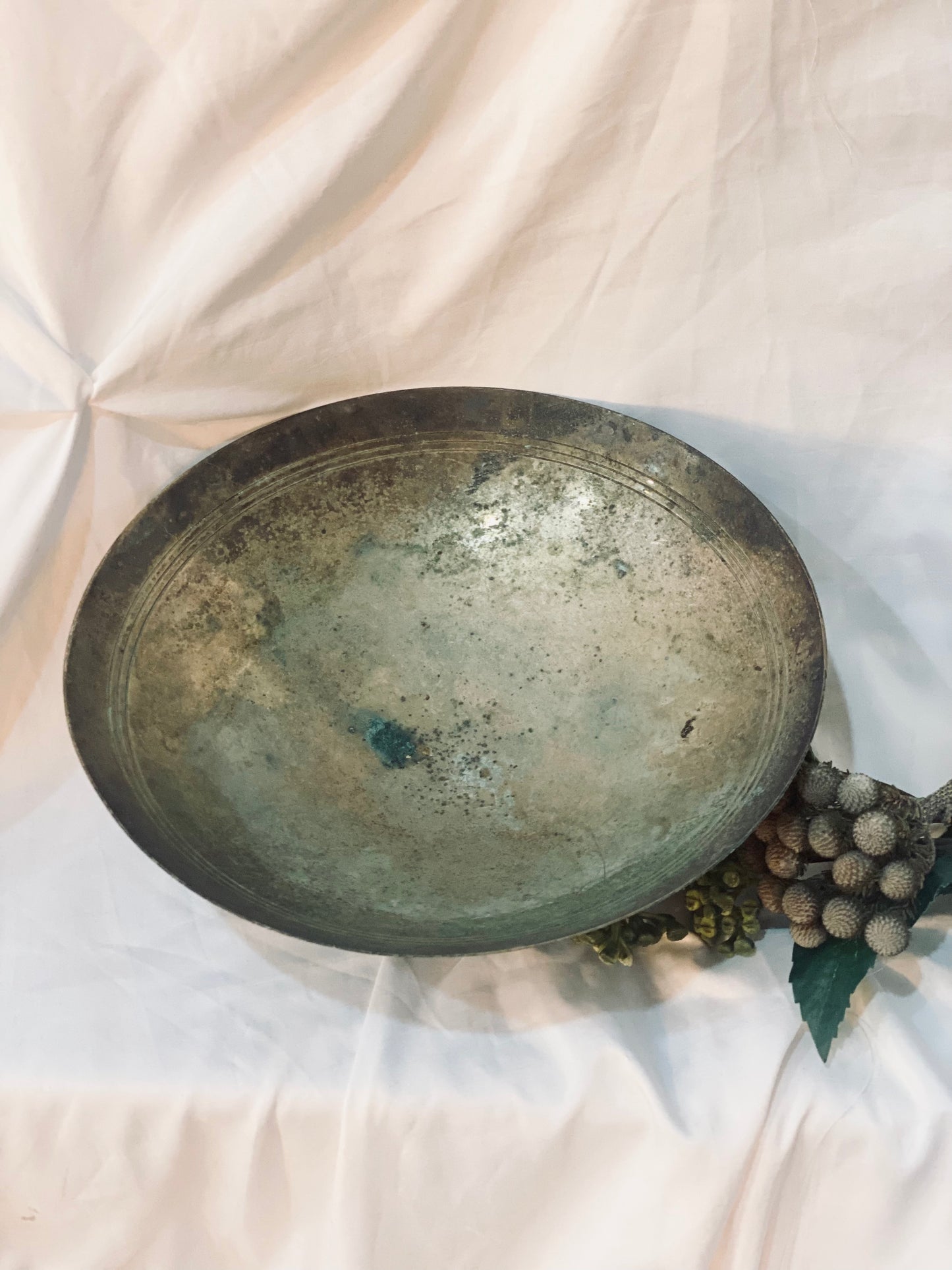 Aged Silver Pedestal Bowl 2