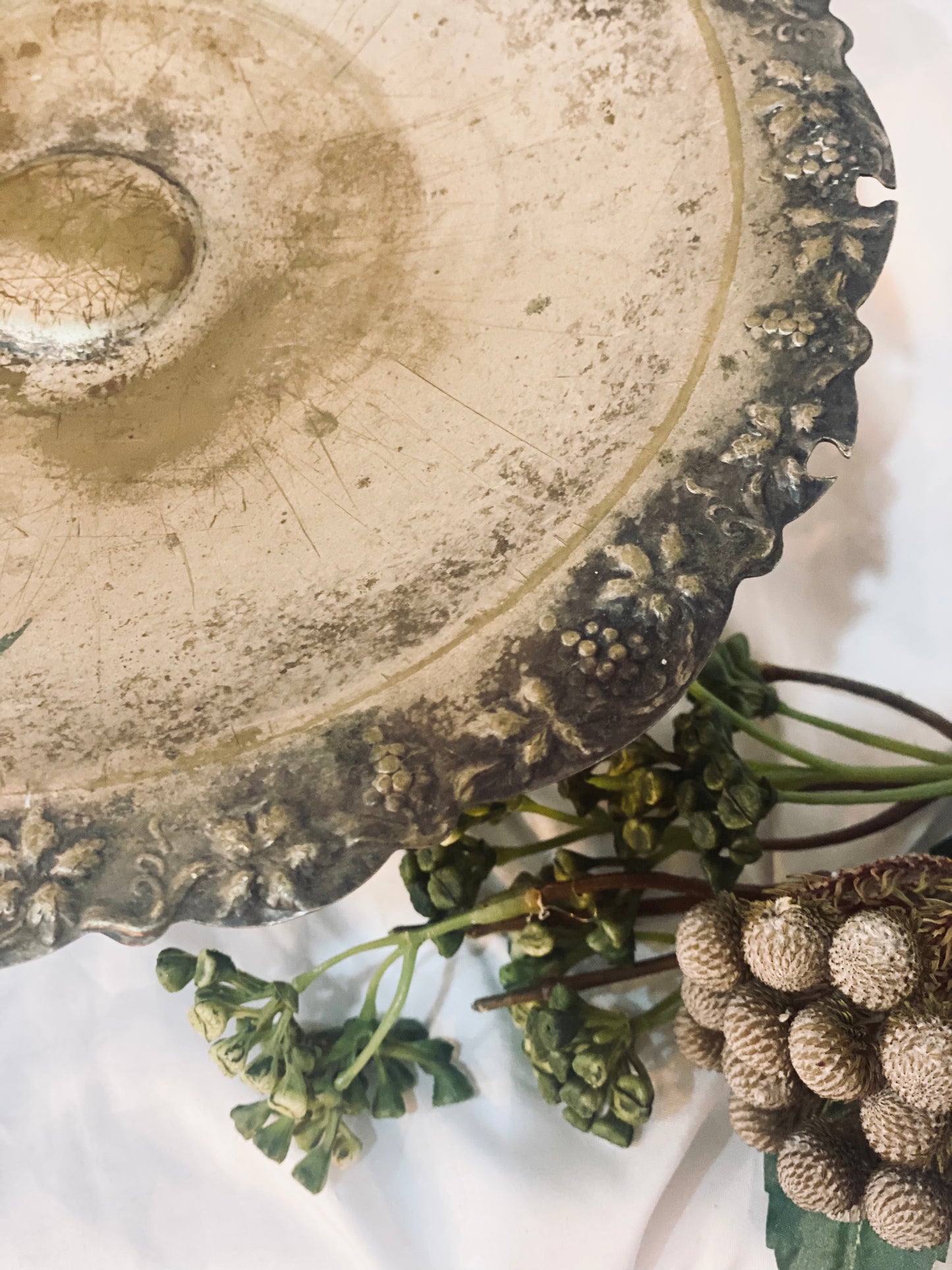 Aged Silver Pedestal Stand