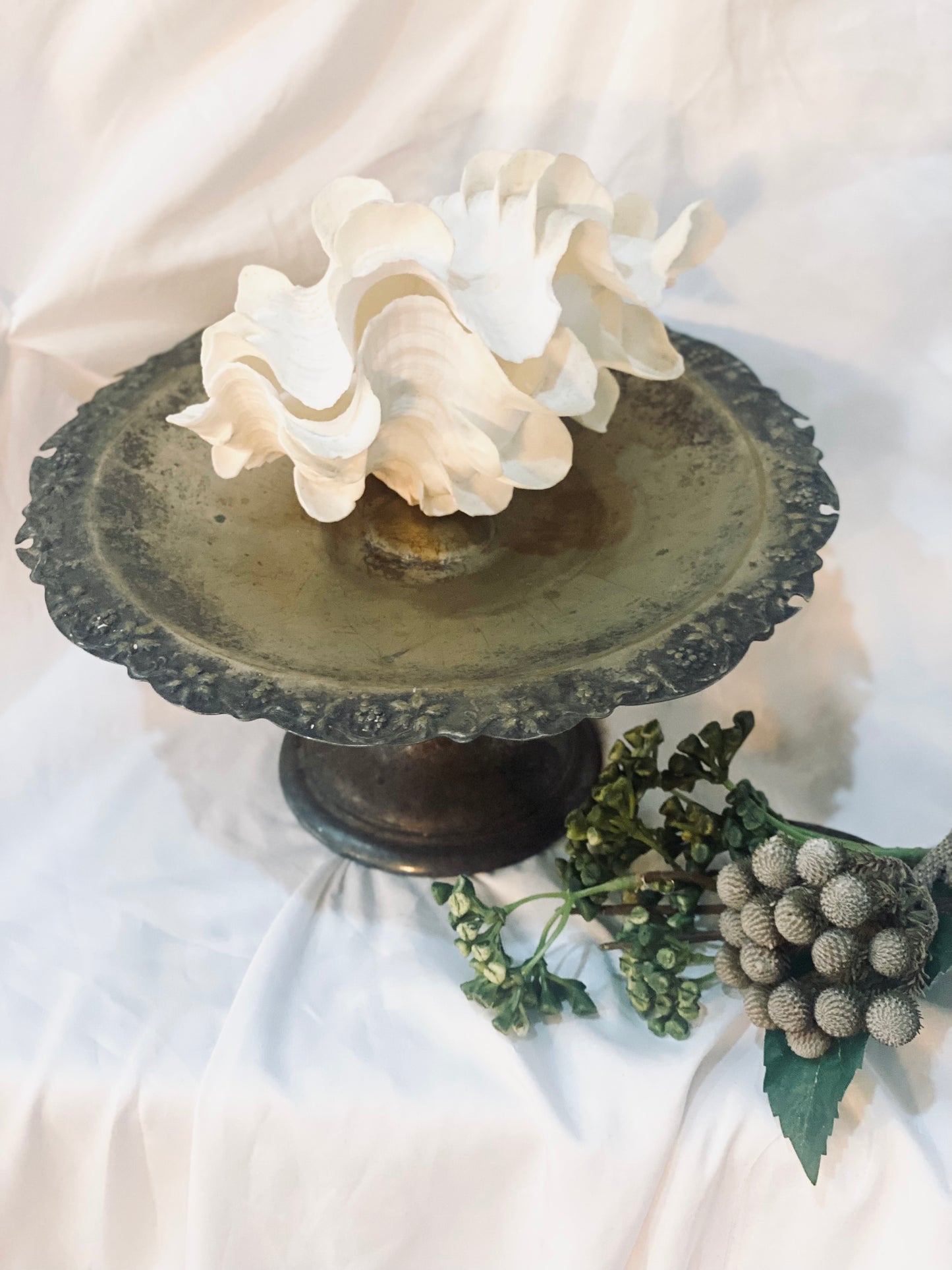 Aged Silver Pedestal Stand