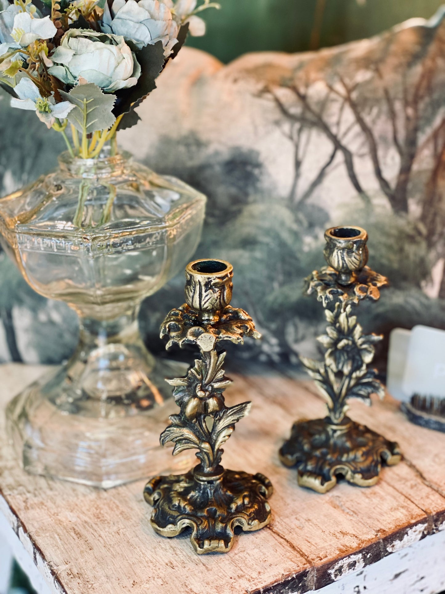 NEW! Vintage Floral Bud Candelabra - PAIR