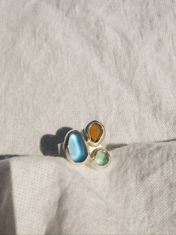 NEW! S&S Seaglass Cluster Ring Size 7