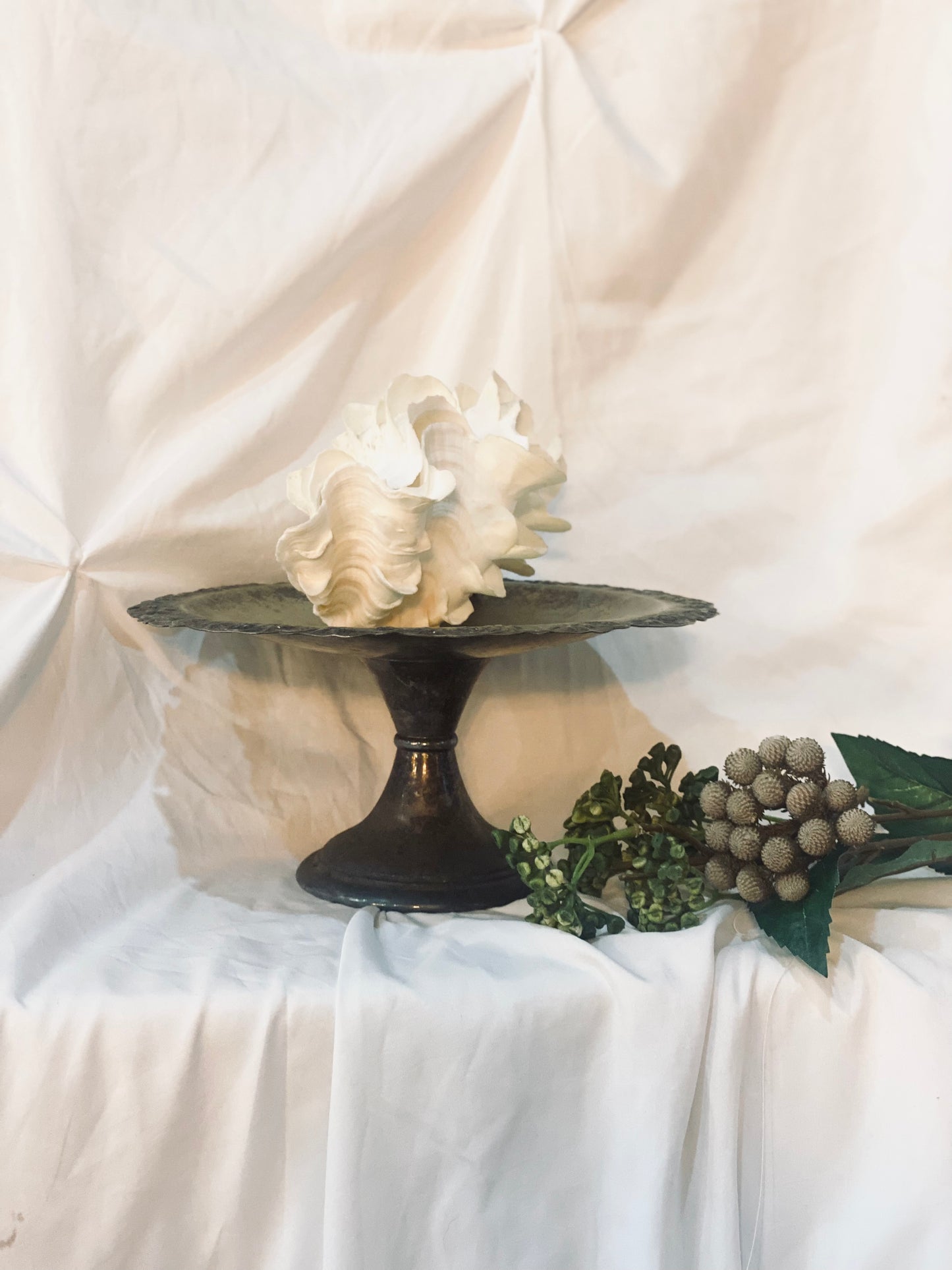 Aged Silver Pedestal Stand
