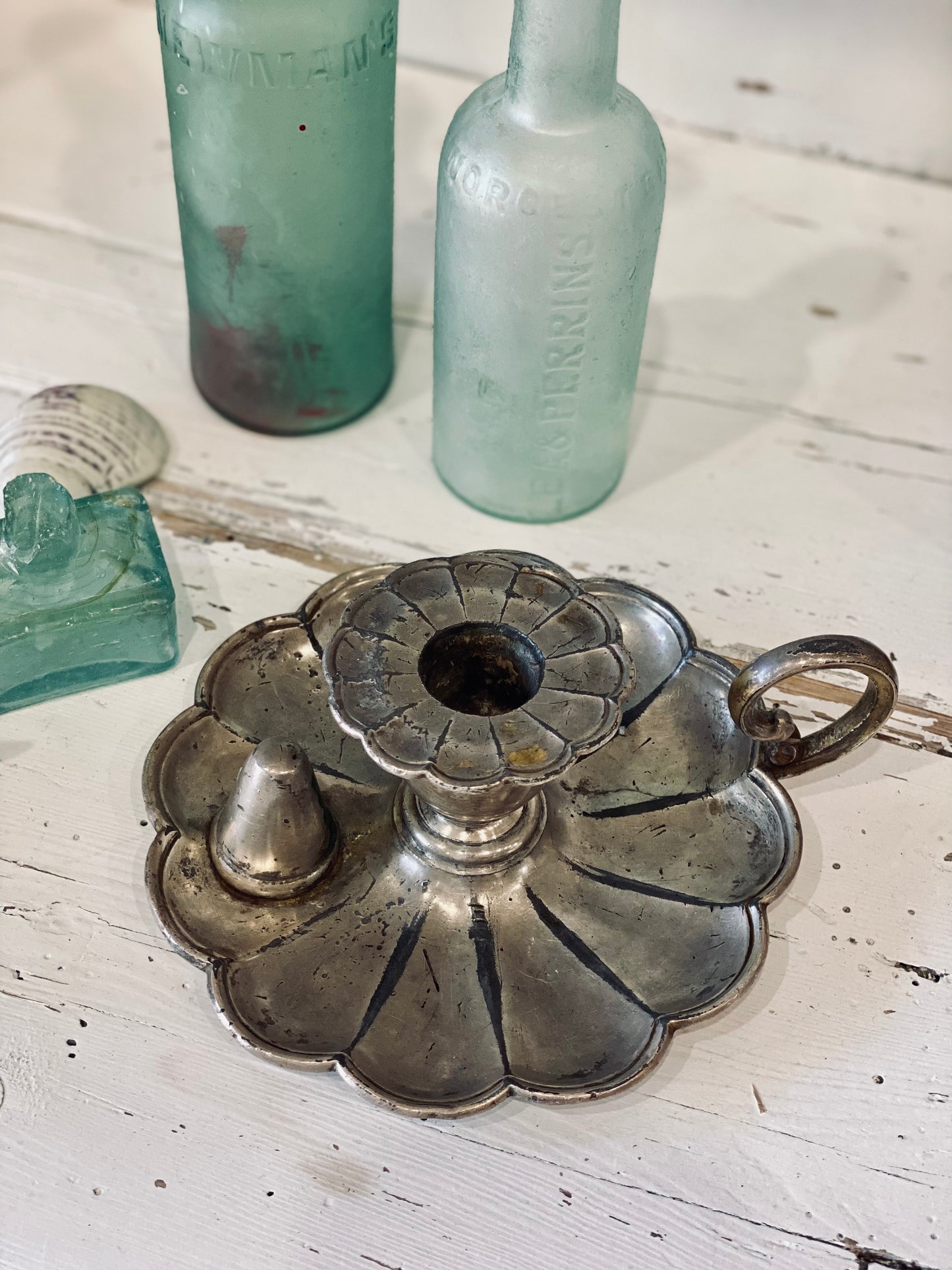 NEW! Vintage Silver Candlestick with Snuffer Stand