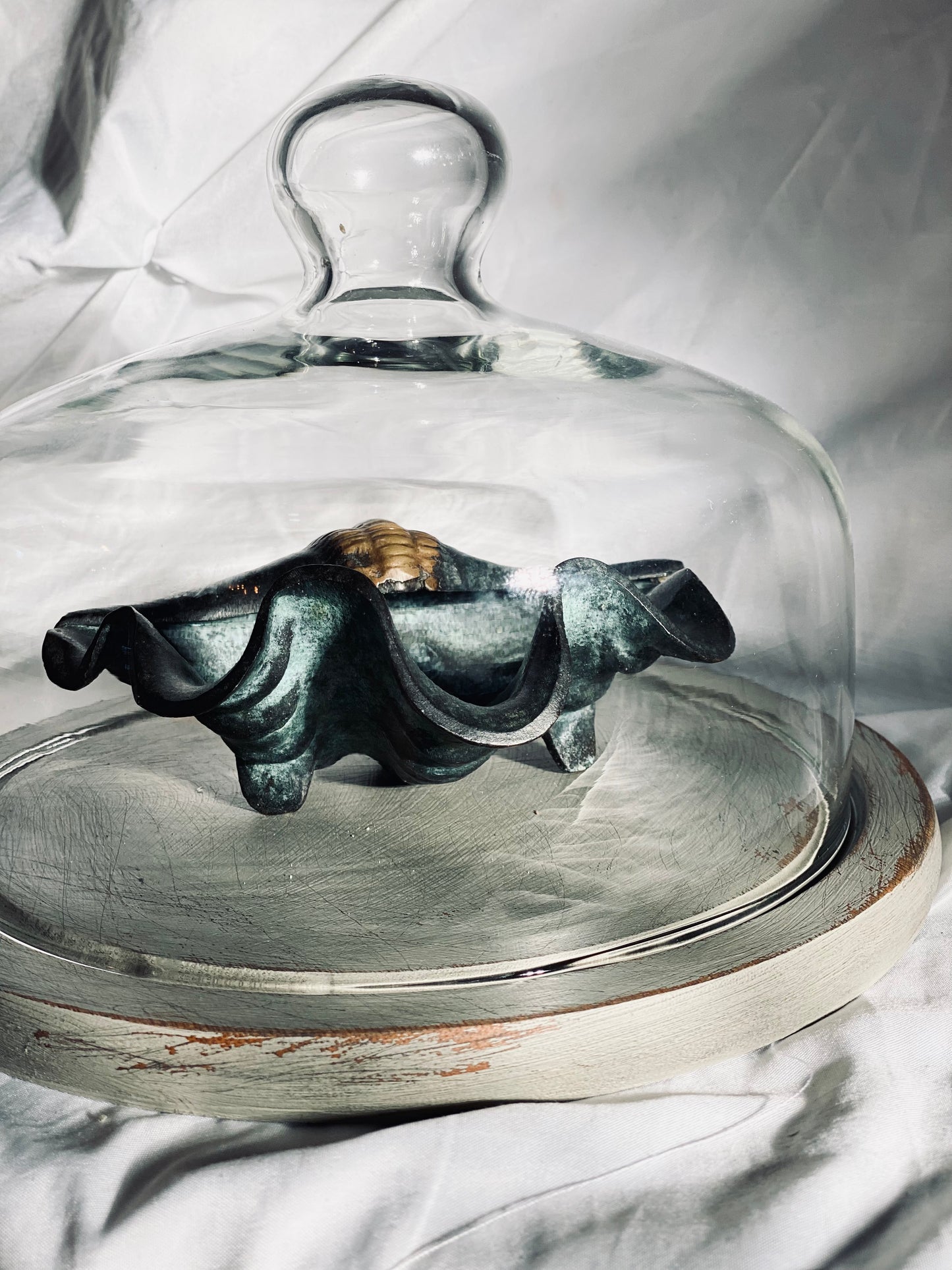 NEW! French Green Glass Dome Cloche