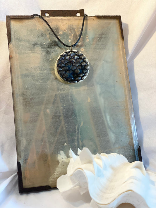Black Fish Scale Porcelain Necklace by Linda Titow