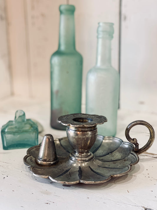 NEW! Vintage Silver Candlestick with Snuffer Stand
