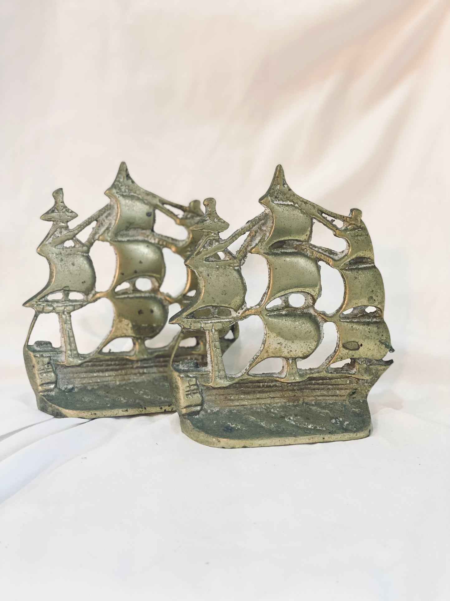 NEW! Vintage Brass Galleon Ship Bookends
