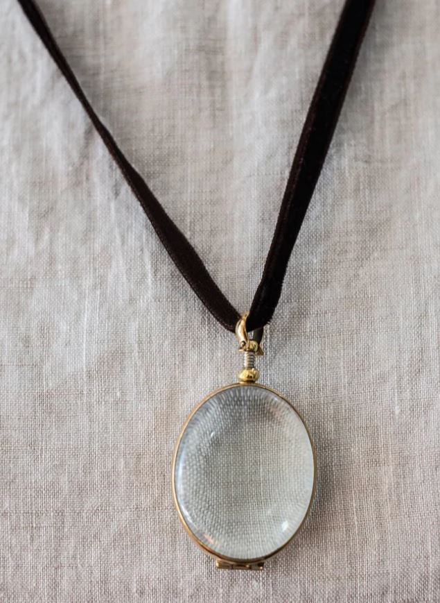 Crystal and Brass Locket - LARGE OVAL