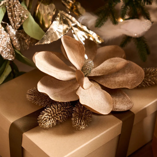 Velvet Brown Magnolia Flower - clip on