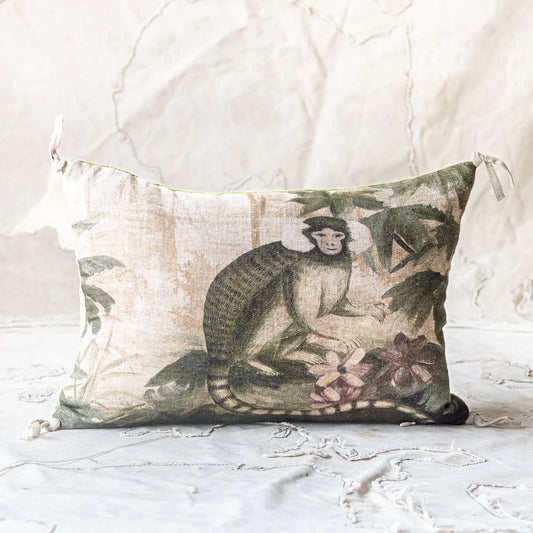 NEW! Cochin French Linen Throw Cushion - Monkey