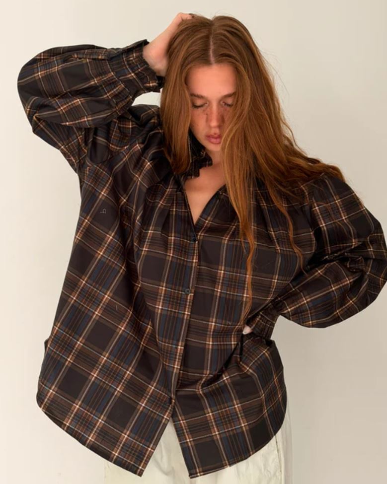mamapapa - HERSHLEY checker blouse - Navy