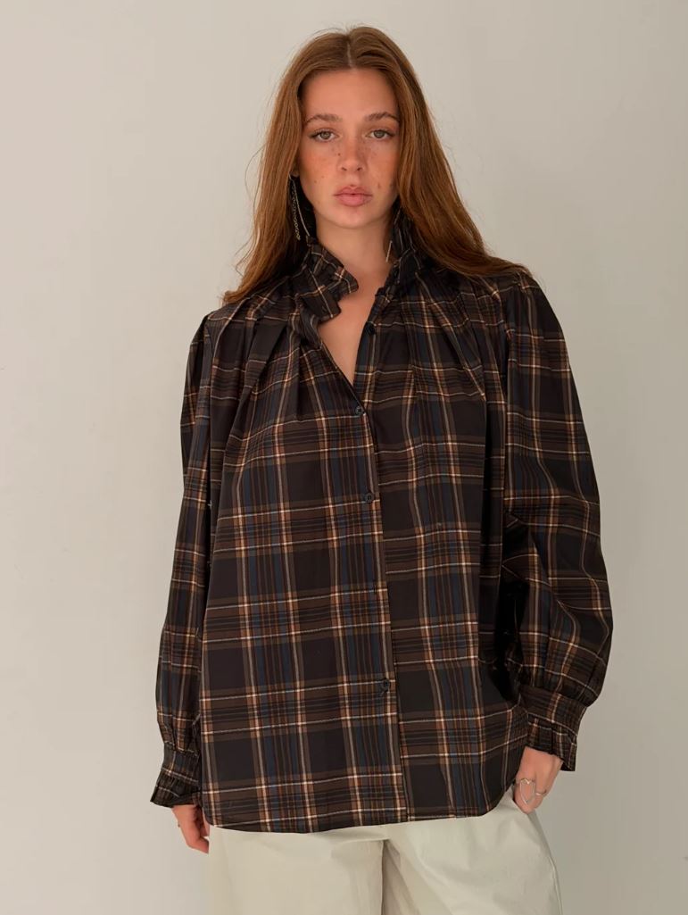 mamapapa - HERSHLEY checker blouse - Navy