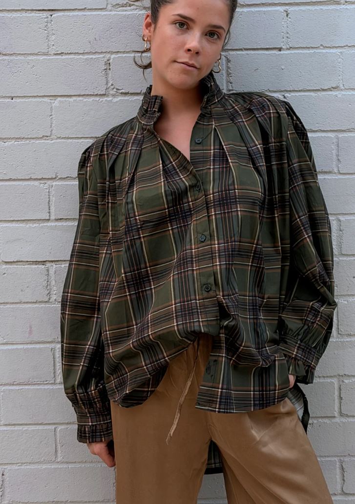 mamapapa - HERSHLEY checker blouse - Green