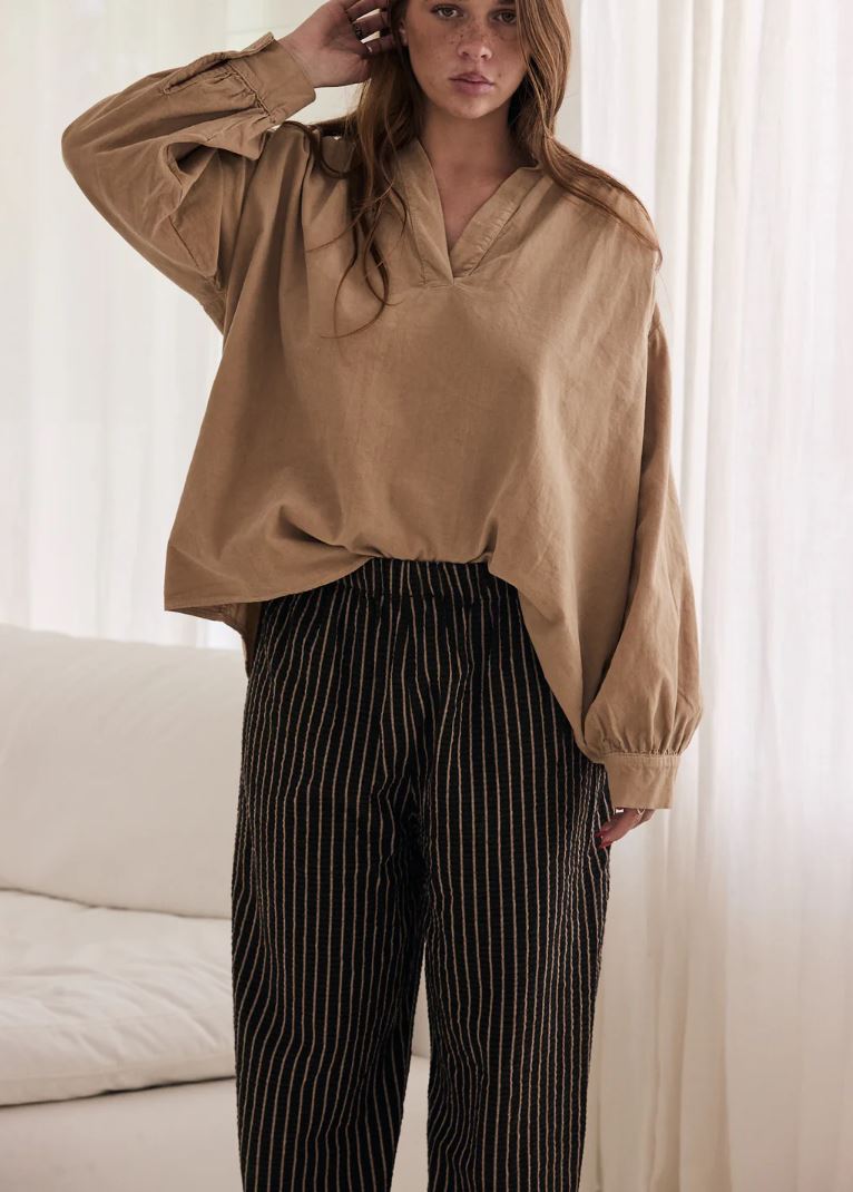 mamapapa - TWIX - stripe pants - black/beige stripes