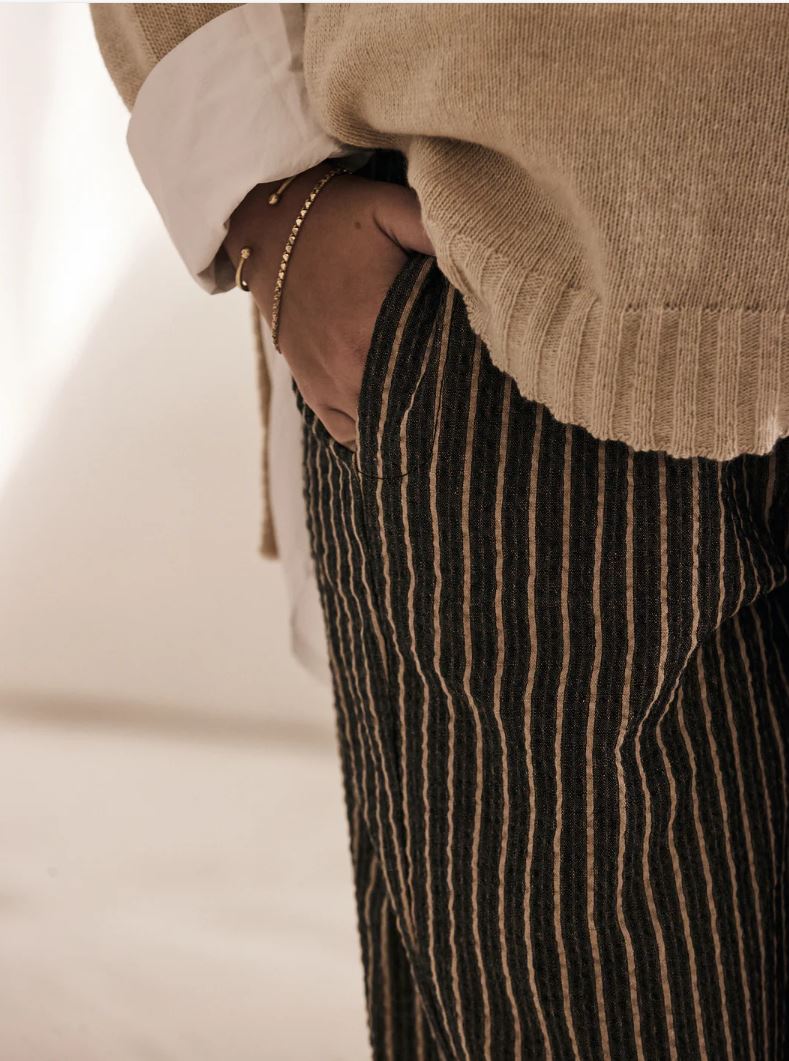 mamapapa - TWIX - stripe pants - black/beige stripes