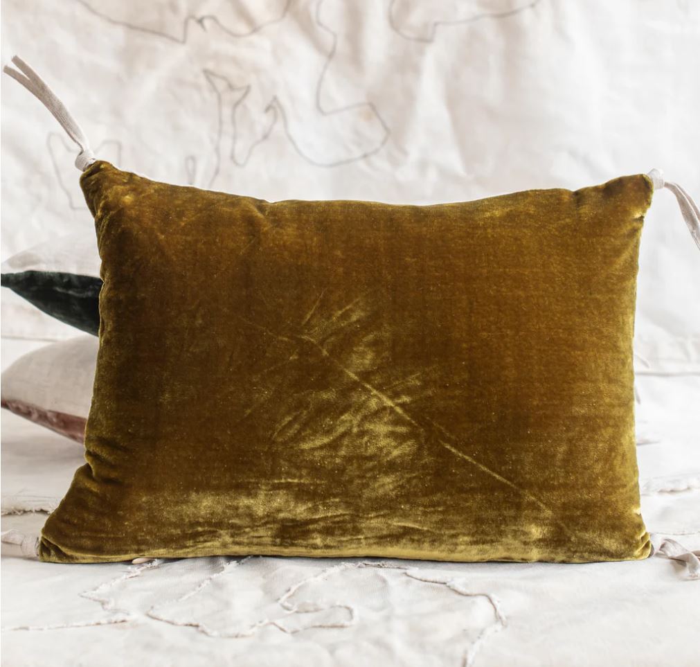 Petite Silk Velvet Pillow Cushion - Chartreuse