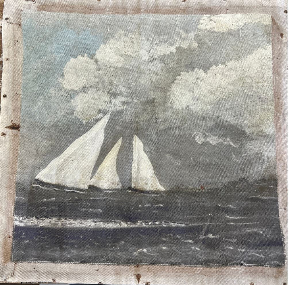 Canvas Sailboat Cushion - Dark & Stormy