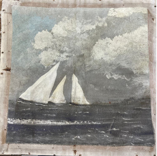 Canvas Sailboat Cushion - Dark & Stormy