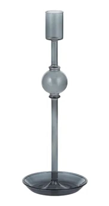 Smokey Blue Glass Candle Holder