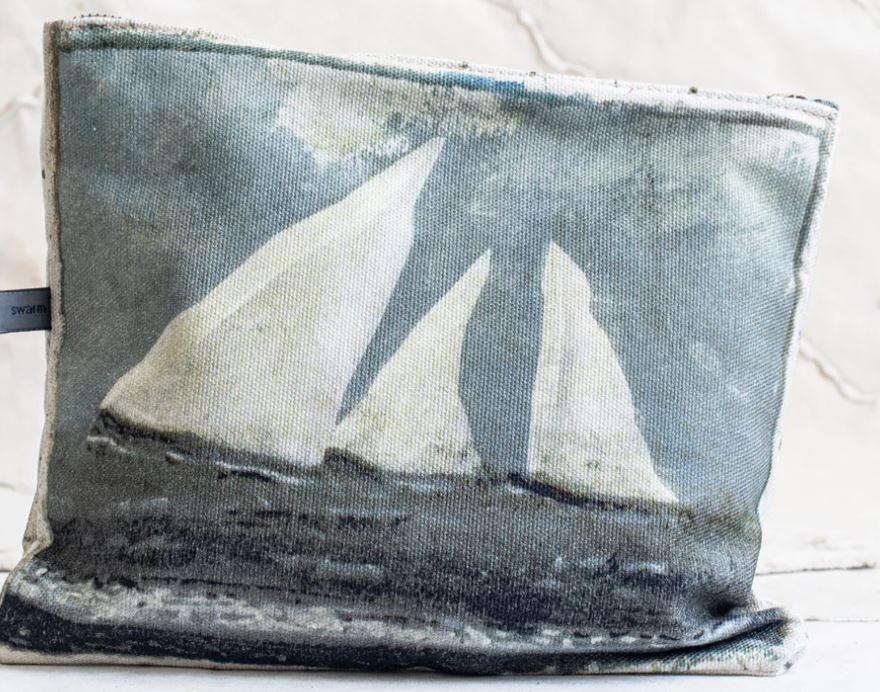 Canvas Painting Clutch - White Sail