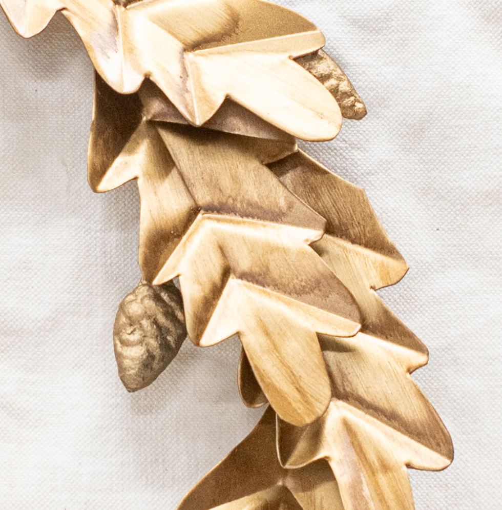 Christmas Wreath with Oak Leave, Acorns and Bow